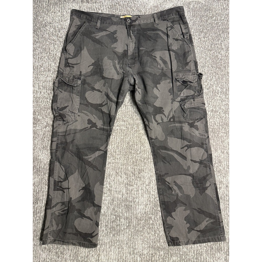 Wrangler Cargo Pants Mens 42x30 Gray Camo Straight Leg Cotton 70BRWGL